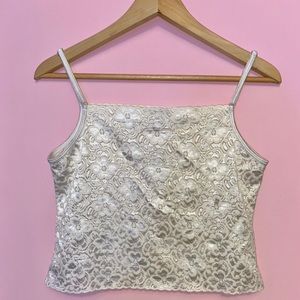 Eva Cervantes white sheer embroidered tank